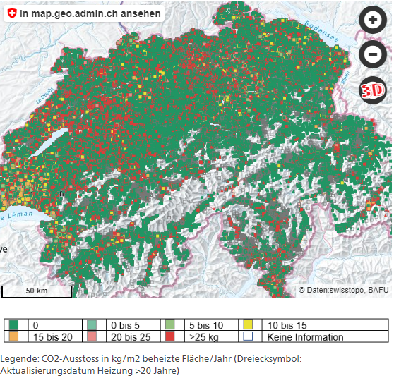 Interaktiver CO2-Rechner auf dem Geoportal des Bundes geo.admin.ch